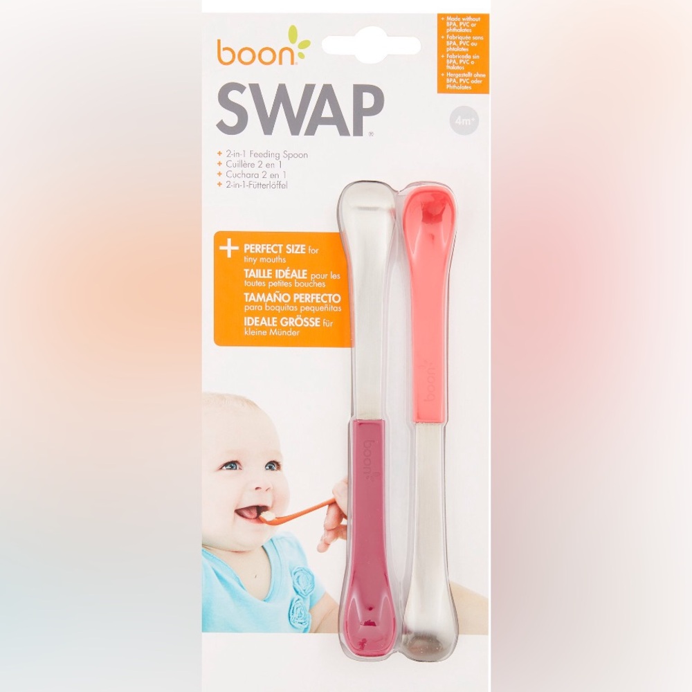 Swap 2-in-1 Feeding Spoon - Pink and Gray